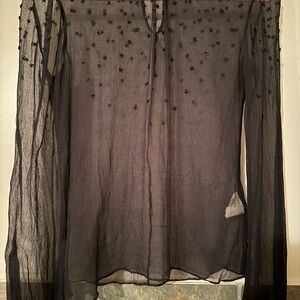 Elegant Black Sheer Women's Top DKNY